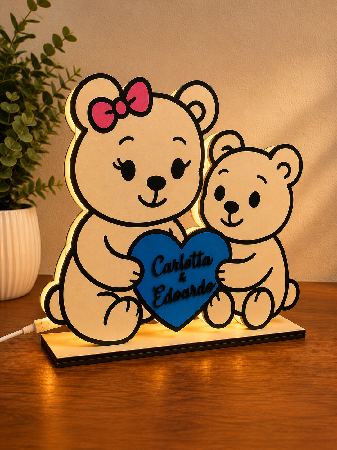 Lampada led orsetti con cuore