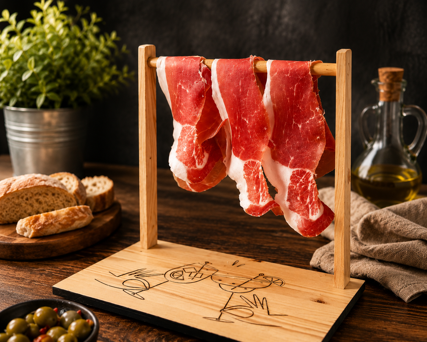 Tagliere con stendino per prosciutto crudo